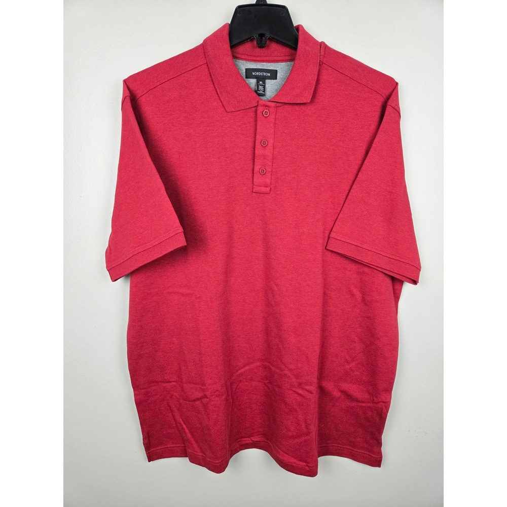 Nordstrom Red Rosewood‎ Heather Mens XL Short Sleeve Collared Polo Shirt
